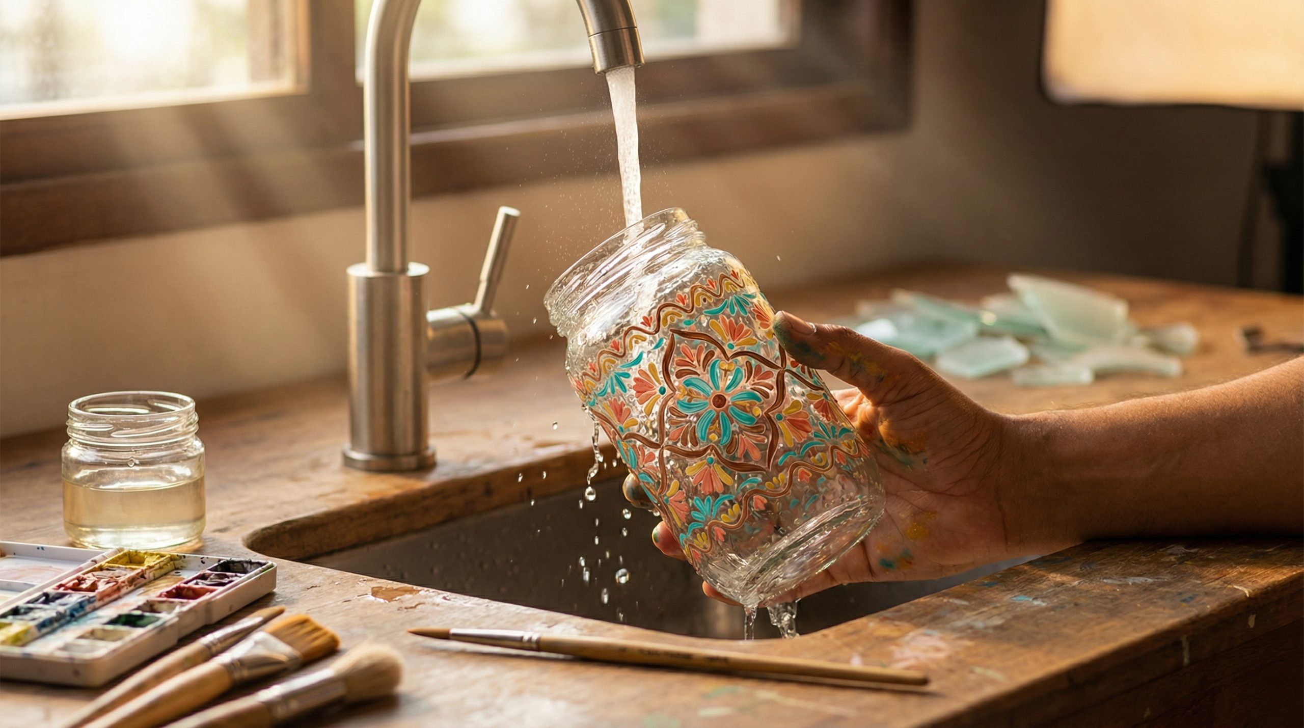 Pintura Manual em vidro suporta lavagem diária?