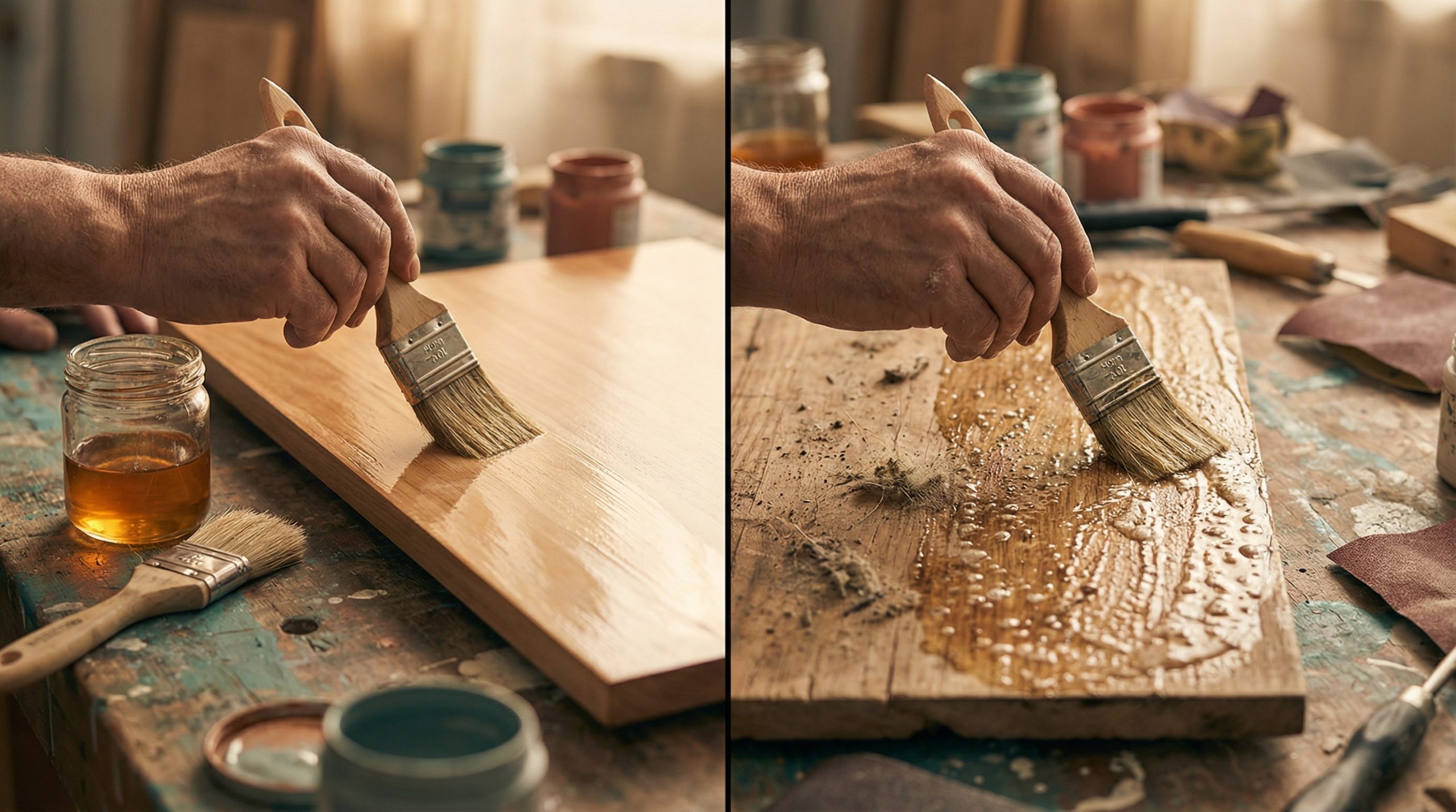 Verniz contaminado cria grumos sobre Pintura Manual?