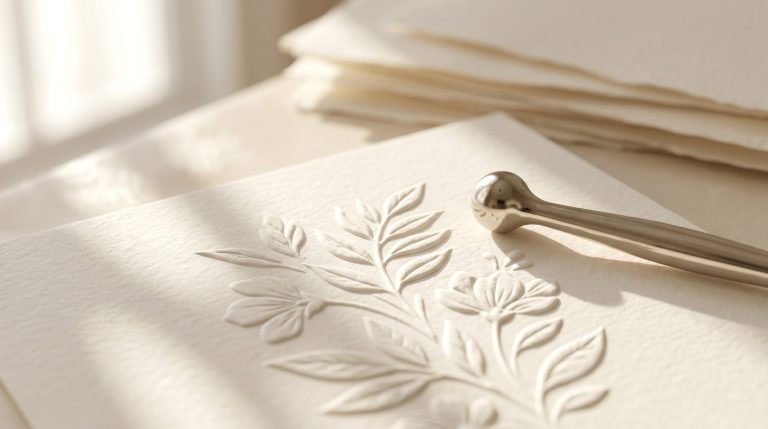 Aplique relevo seco para elevar os Projetos com Papel