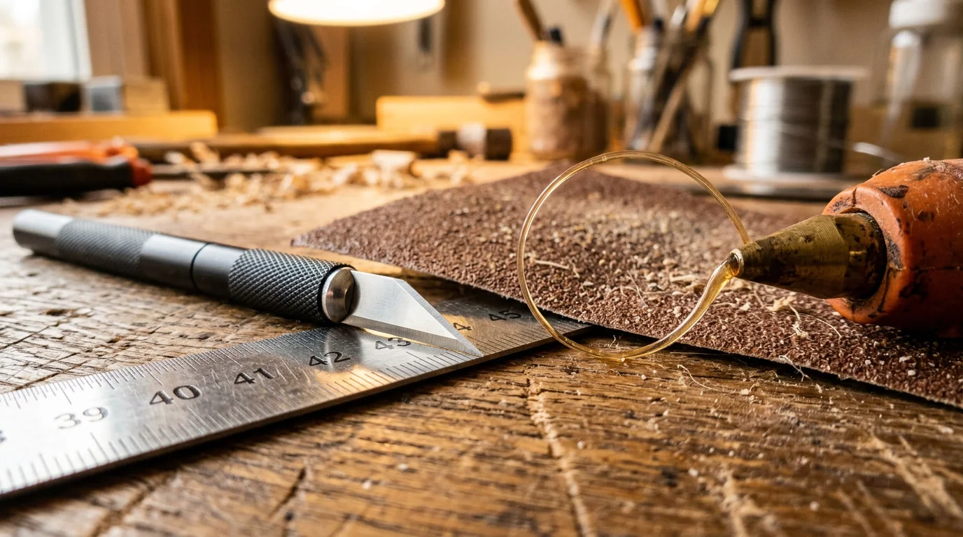 Close de ferramentas e materiais essenciais para artesanato