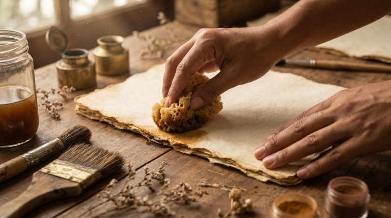 Pátina em papel: estilo vintage em Projetos com Papel